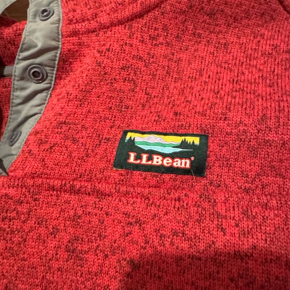 L.L. Bean Women’s Sweater Fleece Sweatshirt Red/pinkQuarter Snap Button - Picture 2 of 3